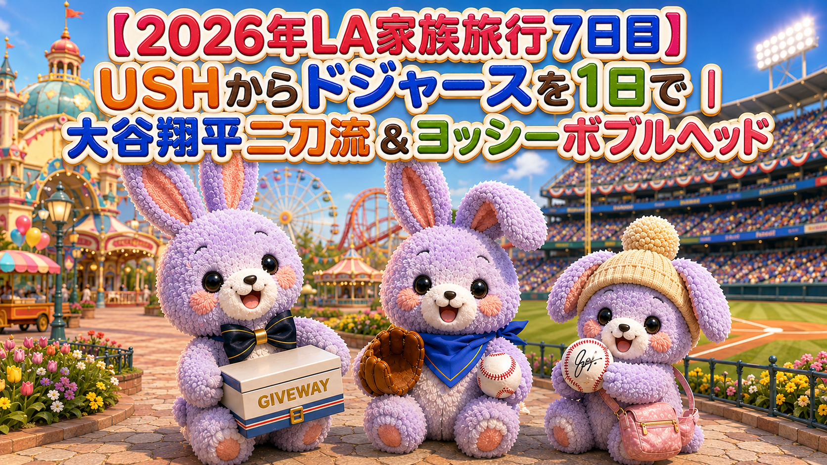 【2026年LA家族旅行7日目】USHからドジャースを1日で|大谷翔平二刀流&ヨッシーボブルヘッド