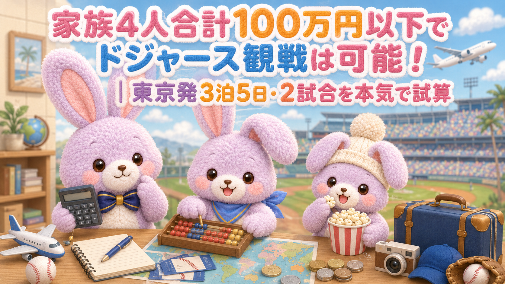 家族4人合計100万円以下でドジャース観戦は可能!|東京発3泊5日・2試合を本気で試算