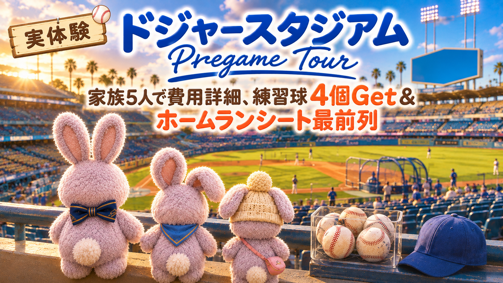 【実体験】ドジャースタジアムPregame Tour|家族5人で費用詳細、練習球4個Get&ホームランシート最前列