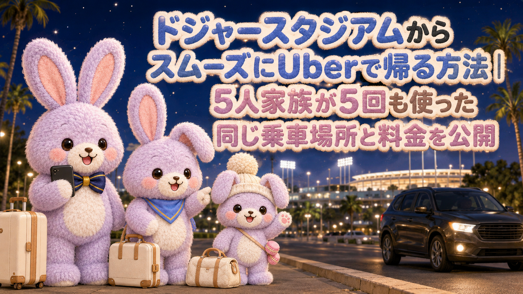 ドジャースタジアムからスムーズにUberで帰る方法|5人家族が5回も使った同じ乗車場所と料金を公開