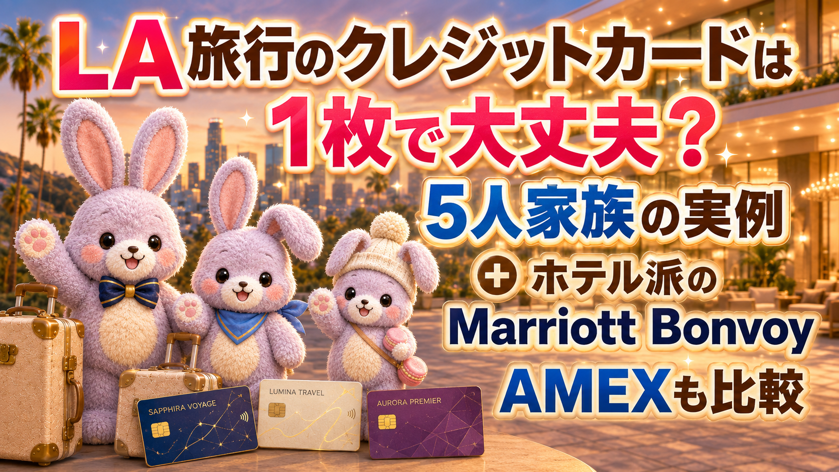 LA旅行のクレジットカードは1枚で大丈夫?5人家族の実例+ホテル派のMarriott Bonvoy AMEXも比較