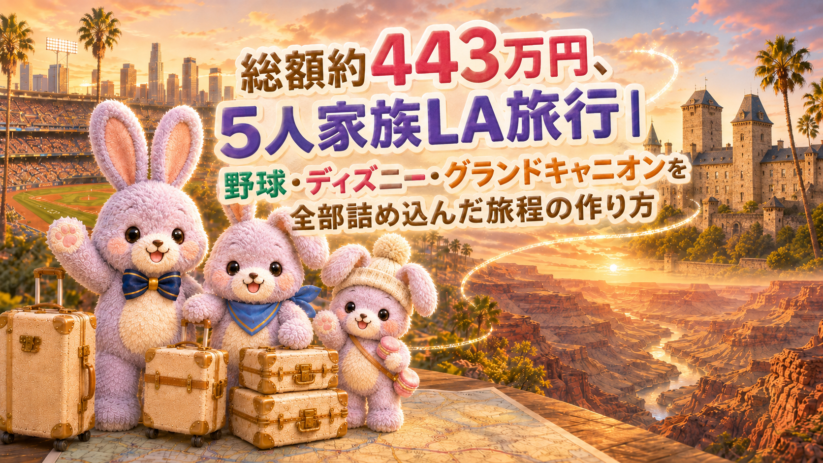 総額約443万円、5人家族LA旅行|野球・ディズニー・グランドキャニオンを全部詰め込んだ旅程の作り方