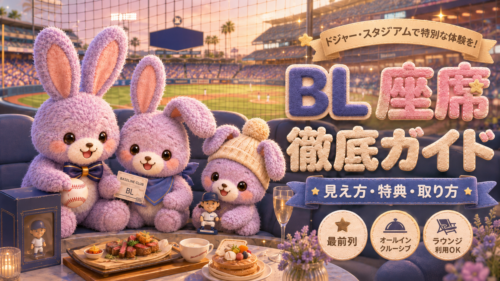 ドジャースタジアム Baseline Club|27BL・45BLの見え方と食事