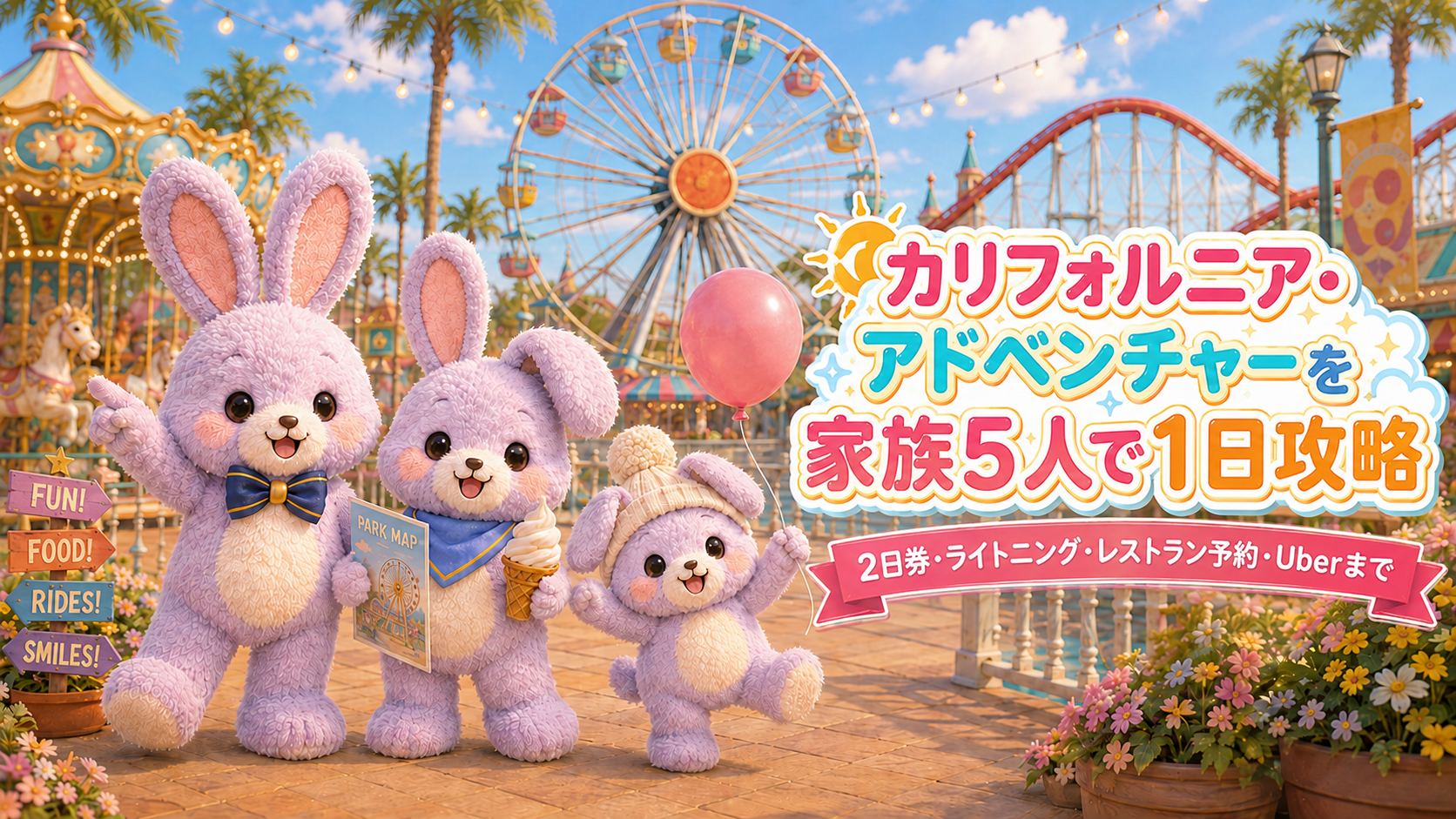 カリフォルニア・アドベンチャーを家族5人で1日攻略|2日券・Genie+・レストラン予約・Uberまで