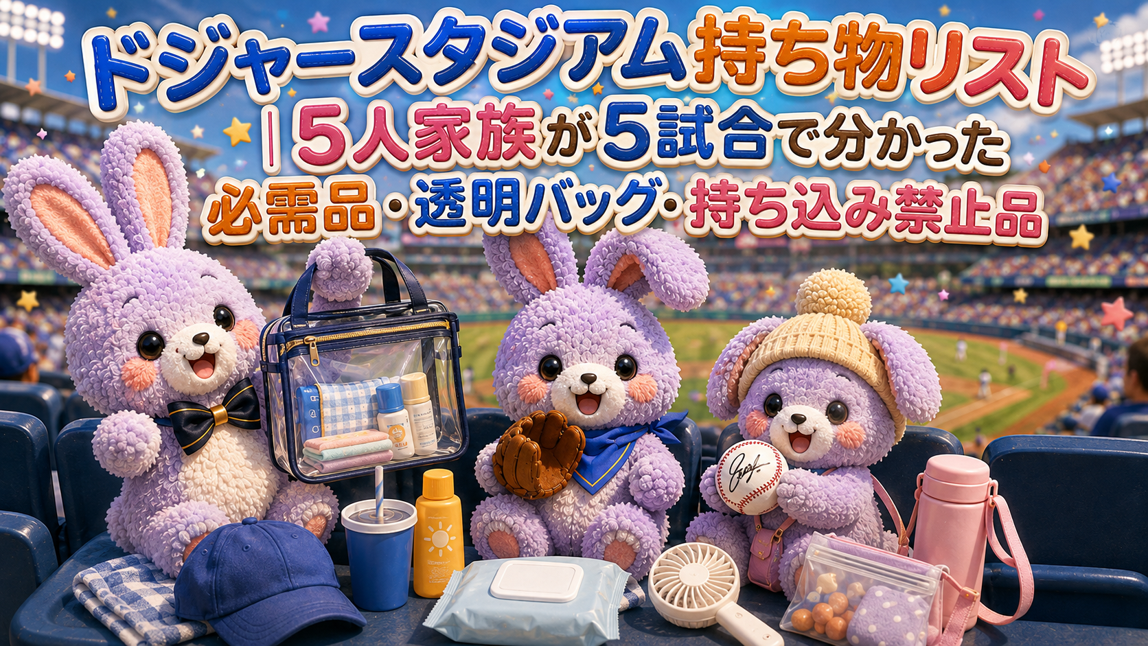 ドジャースタジアム持ち物リスト|5人家族が5試合で分かった必需品・透明バッグ・持ち込み禁止品