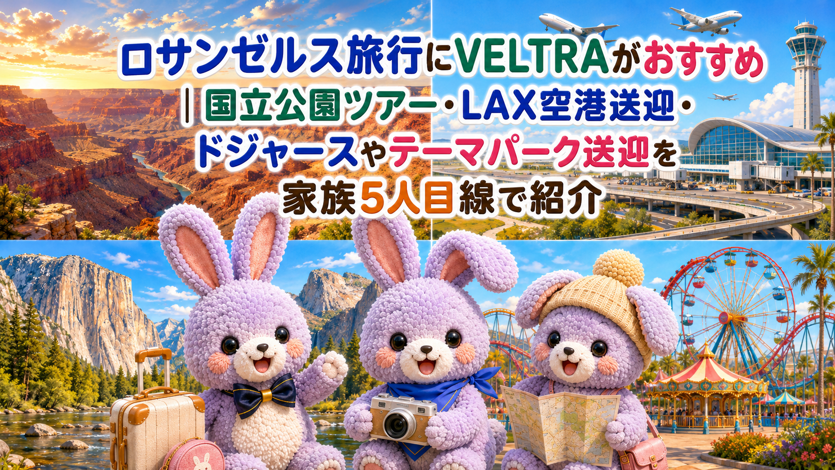 ロサンゼルス旅行でVELTRA(ベルトラ)を2回使った本音|国立公園ツアー・ロサンゼルス空港送迎を5人家族で比較