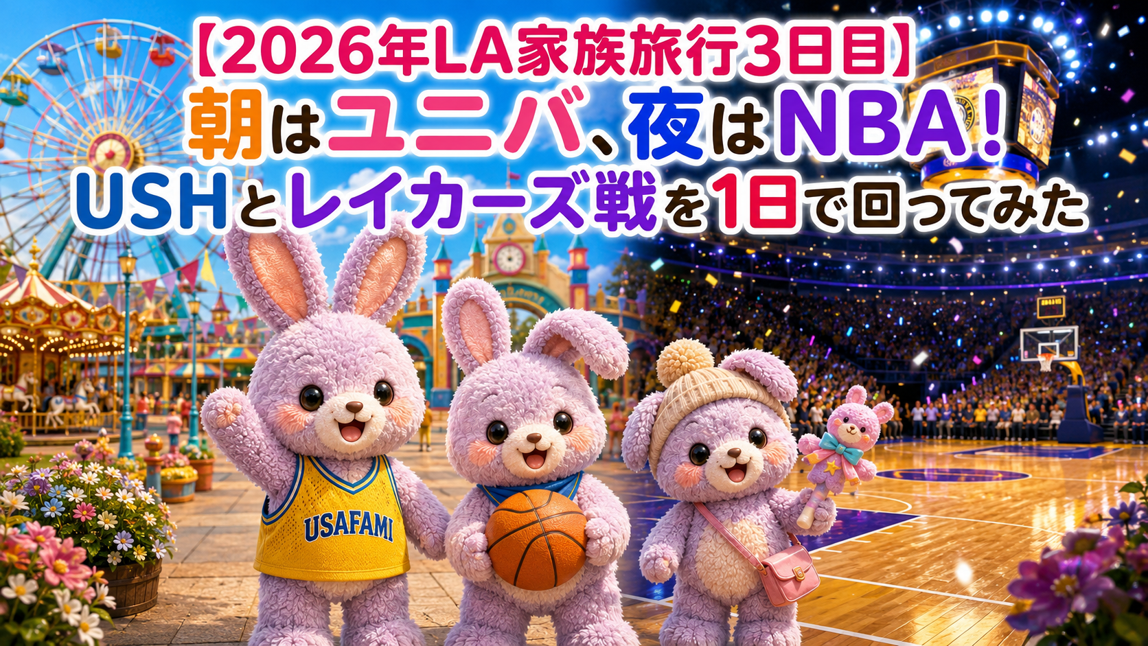 【2026年LA家族旅行3日目】朝はユニバ、夜はNBA！USHとレイカーズ戦を1日で回ってみた