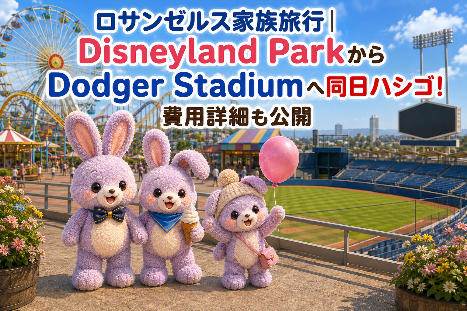 カリフォルニア・ディズニーランドとドジャース観戦を1日でハシゴ!5人家族がLyftで実践した時間・料金・持ち物