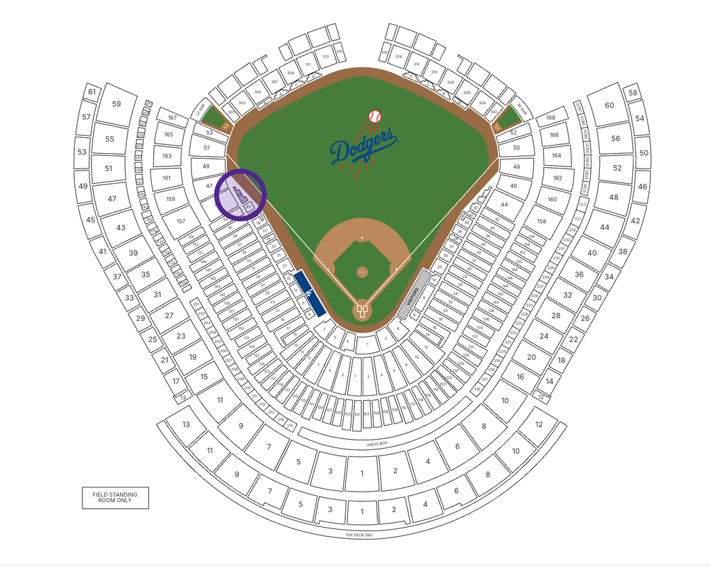 ドジャースタジアムの座席比較|⑥ 45BL Row 5|2026年3月31日
